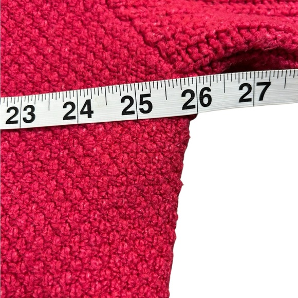 Anthropologie Maeve Tilly Varsity Cable Knit V-Neck Sweater Raspberry Pink 2X - Picture 8 of 11